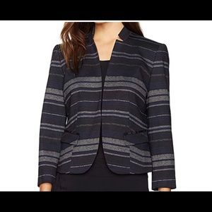 Nine West Striped Ponte Kiss Front Jacket - NWT